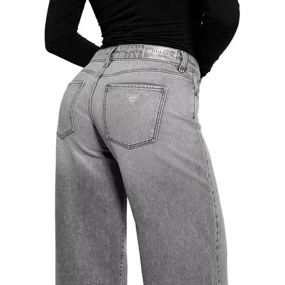 Guess Women's Mid-Rise Sexy Palazzo Shimmer Gray Jeans 25W x 30L - NEW - Picture 5 of 12